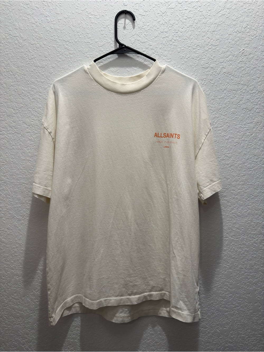All Saints Men's Cream Logo Short-Sleeve T-Shirt - Medium